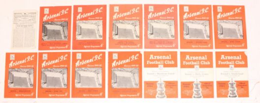 Arsenal: A collection of fourteen Arsenal football programmes to include: v. Wolverhampton Wanderers