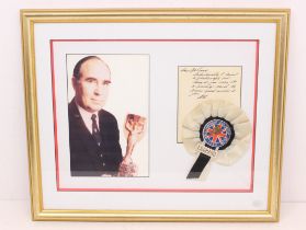 England: A framed and glazed montage of Alf Ramsey, to comprise: a colour image of Ramsey in a