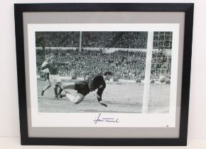 World Cup: A framed and glazed signed print of England's controversial third goal in the 1966