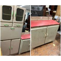Pair of mid century kitchen cupboards  A tall Bluegate products "pride 'o' home" Kitchen unit with