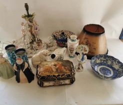 A quantity of assorted ceramics to include; continental porcelain, Beswick figures, cherubs