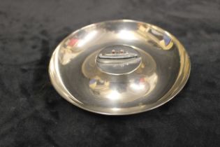 Sterling Silver Ashtray? with painted ship decoration by Garrard & Co. Last Voyage of The Original