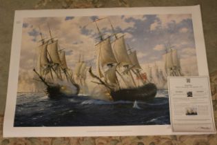 Steven Dews (b1949) a limited edition colour print no 47/100, "Battle of Chesapeake, 5th September