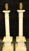 Pair Italian Corinthian marble table lamps (will need rewire & Some damage to base)