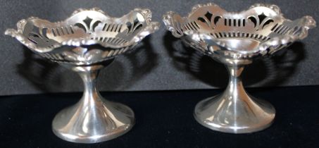 George V Sterling Silver Weighted Sweetmeat Tazzas x2. Makers marks 'S.B & S.LD' for S.