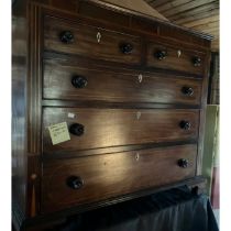 Chest of two small over three long drawers, Mahogany with turned mahogany knobs and short turned