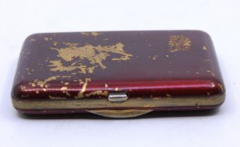 Circa 1900 Russian Silver cigarette case.  The cigarette case is painted in red and is gold gilded.
