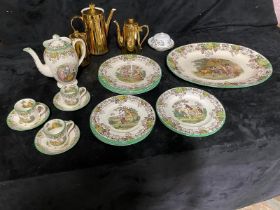Selection of Copeland Spode Byron crockery including 3 coffee cans with saucers and coffee pot,