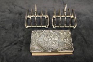 2x Sterling Silver card holders and Sterling Silver Lidded Bible with Reynold Angels decoration.