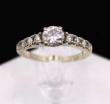 18ct White Gold approx 0.50ct Solitaire Round Brilliant Cut Diamond ring with approx. 0.20ct Round