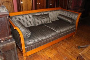 Cherrywood antique style 3 seater wooden framed sofa very good but used condition to include 2 x