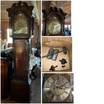 Long Case George III  clock . Arched Brass dial inscribed Ralph Clayton of Marple date aperture  8