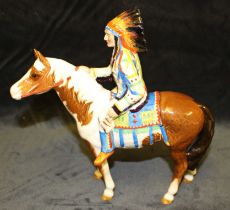 A Beswick Indian on a skewbald horse, model 1391, 21cm high