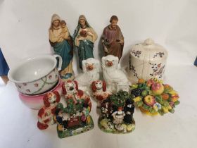 A quantity of assorted ceramics to include; religious figures a Wedgwood Tutankhamun figure,