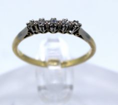 18ct Yellow Gold and Platinum Five Stone Melee Old European Cut Diamond Half Eternity ring approx.