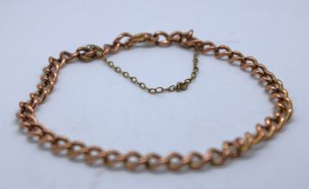 Unmarked Rose Gold Approx. 7 inches Bracelet with 9ct Yellow Gold Clasp and unmarked yellow metal