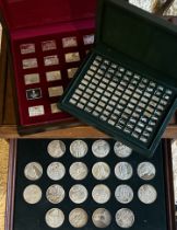 A collection of silver collectors medallion coins, stamps and miniatures  1900g total gross