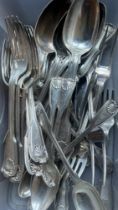 A collection of fiddle thread and shell pattern silver flatware, (silver weight 1350g/43.4Toz.),