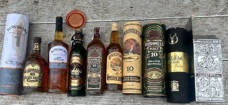 vintage whisky 5 bottles levels fine most with capsule original boxes