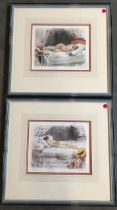 Two A. Calbet coloured etching, signed lower right in pencil. (2)