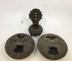 A collection of three Sino-Tibetan lamps to include a pair of Sino-Tibetan terracotta lamps and a
