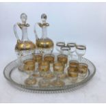 A collection of Victorian glasses together with another set of glasses