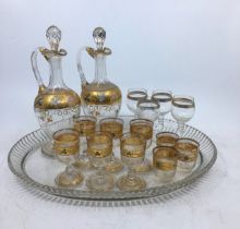 A collection of Victorian glasses together with another set of glasses