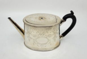 A Victorian silver teapot, by John, Edward, Walter & John Barnard, London 1872, with flush hinge,