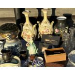 A collection of pottery and other items to include  a pair of Edwardian porcelain vases in good