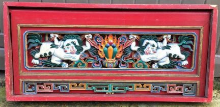 A Sino-Tibetan portable alter stand. 37cm x 77cm