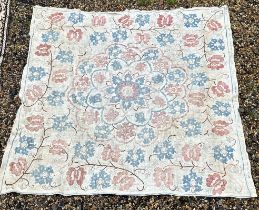 An antique  Suzani textile 110x 116cm looks 18th cent or older good condition.  for age