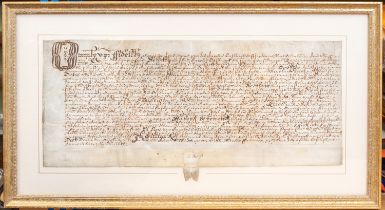 Charles II period vellum indenture, dated 1666 [Annus mirabilis year of Isaac Newton's "apple" and