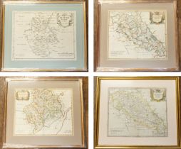 MORDEN, Robert. A collection of four antique copper-engraved maps on laid/chain-lined paper,