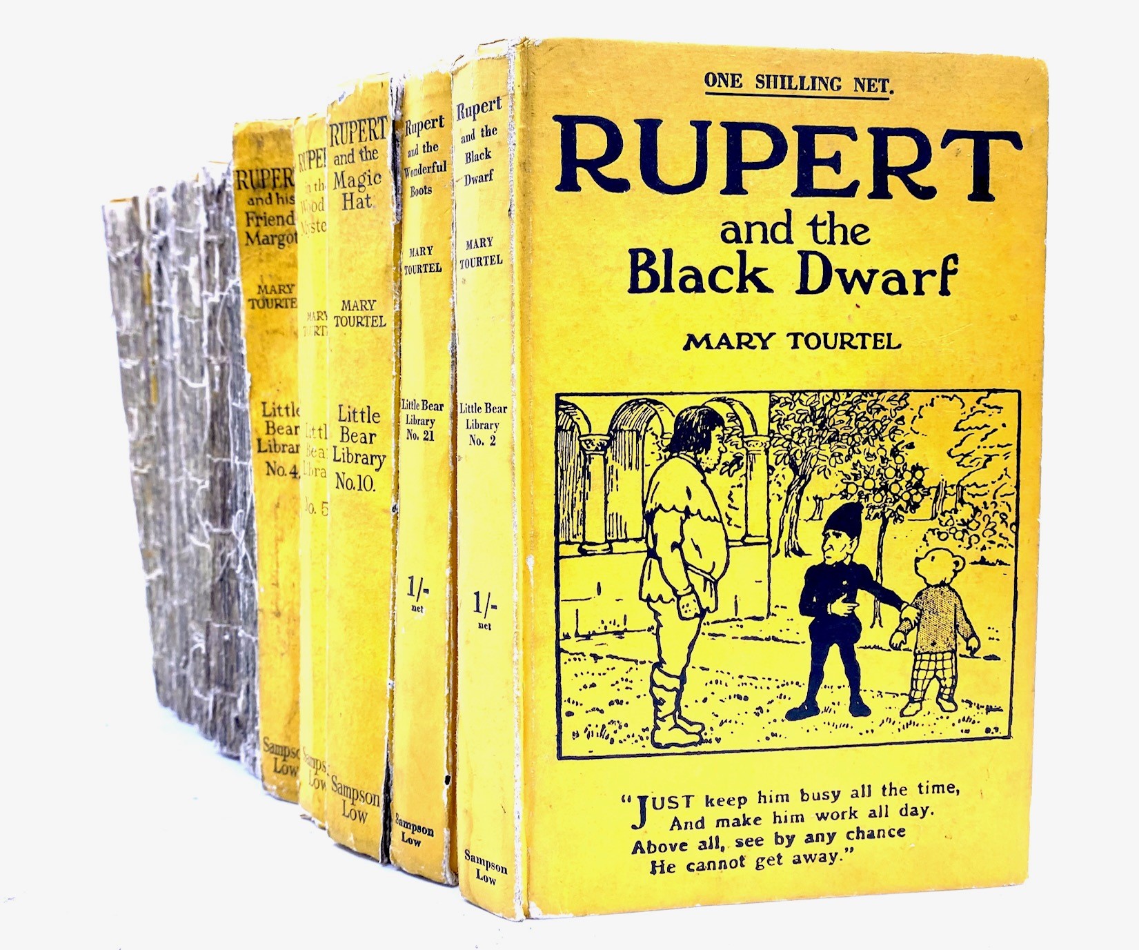TOURTEL, Mary. A collection of ten books from the Rupert Little Bear Library series in distinctive