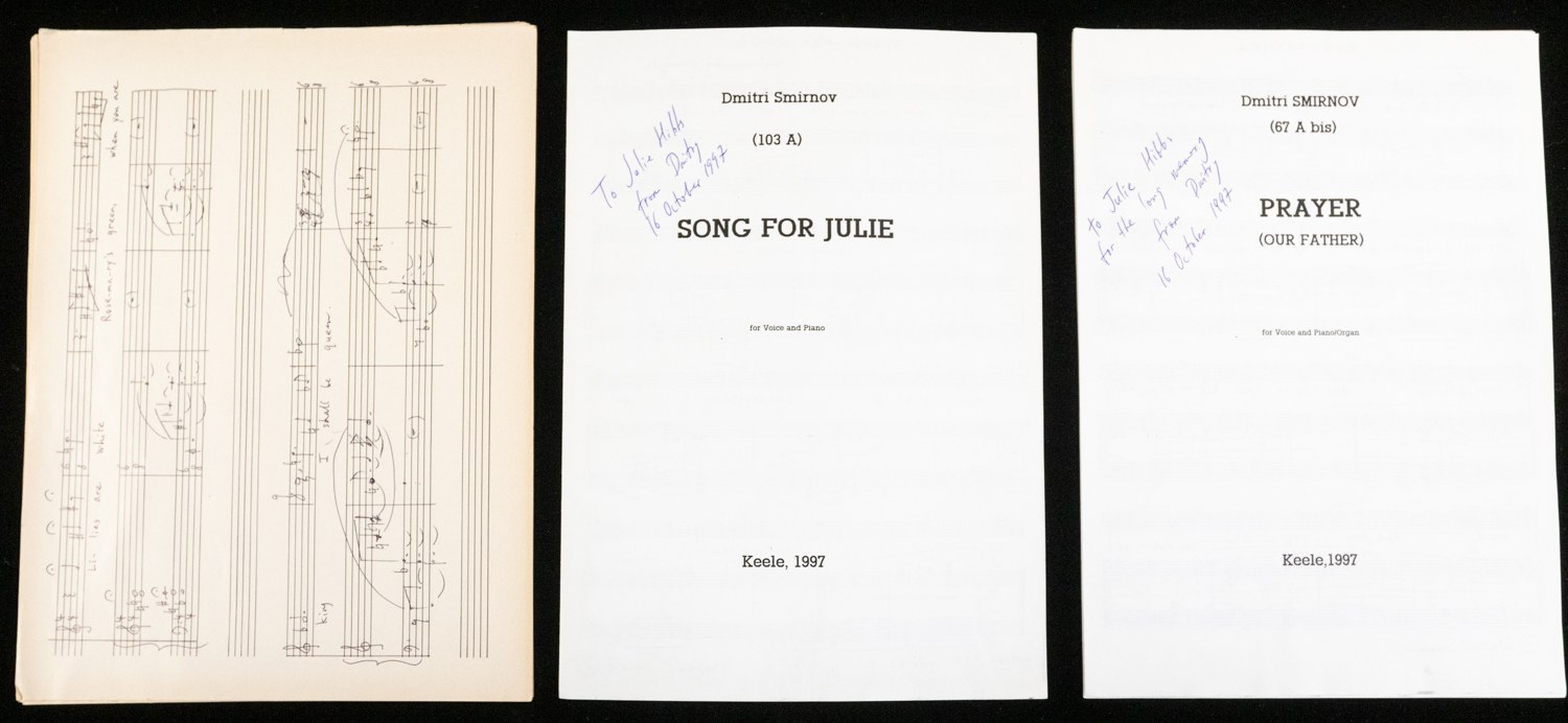 Dmitri Smirnov (1948-2020). Prayer (Our Father), and Song for Julie, two manuscript & printed scores