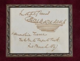 Charles Dickens (1812-1870). Autograph note signed on addressed leaf, 1 Devonshire Terrace, York