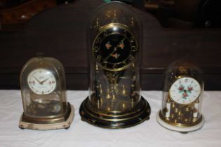 3 x Domed Anniversary clocks all domes in good condition but clocks are sold as untested/not working