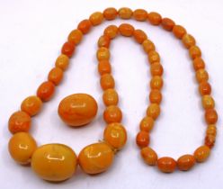 Butterscotch Amber Bead Necklace.  Pre-War from Baltic States? The Necklace is in need of re-