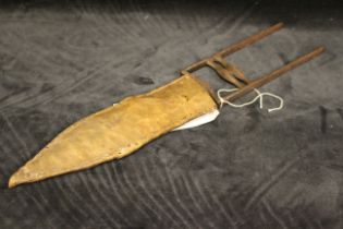 A 19th century Indian Katar push dagger with leather sheath, 44cm long