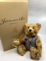 Steiff Vintage century teddy bear, boxed as sold 3cm reddish blonde coat with blue jacket , Steiff