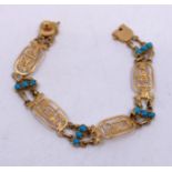 Egyptian 18ct Yellow Gold Turquoise Bracelet.  The bracelet has Egyptian Symbolism that goes all