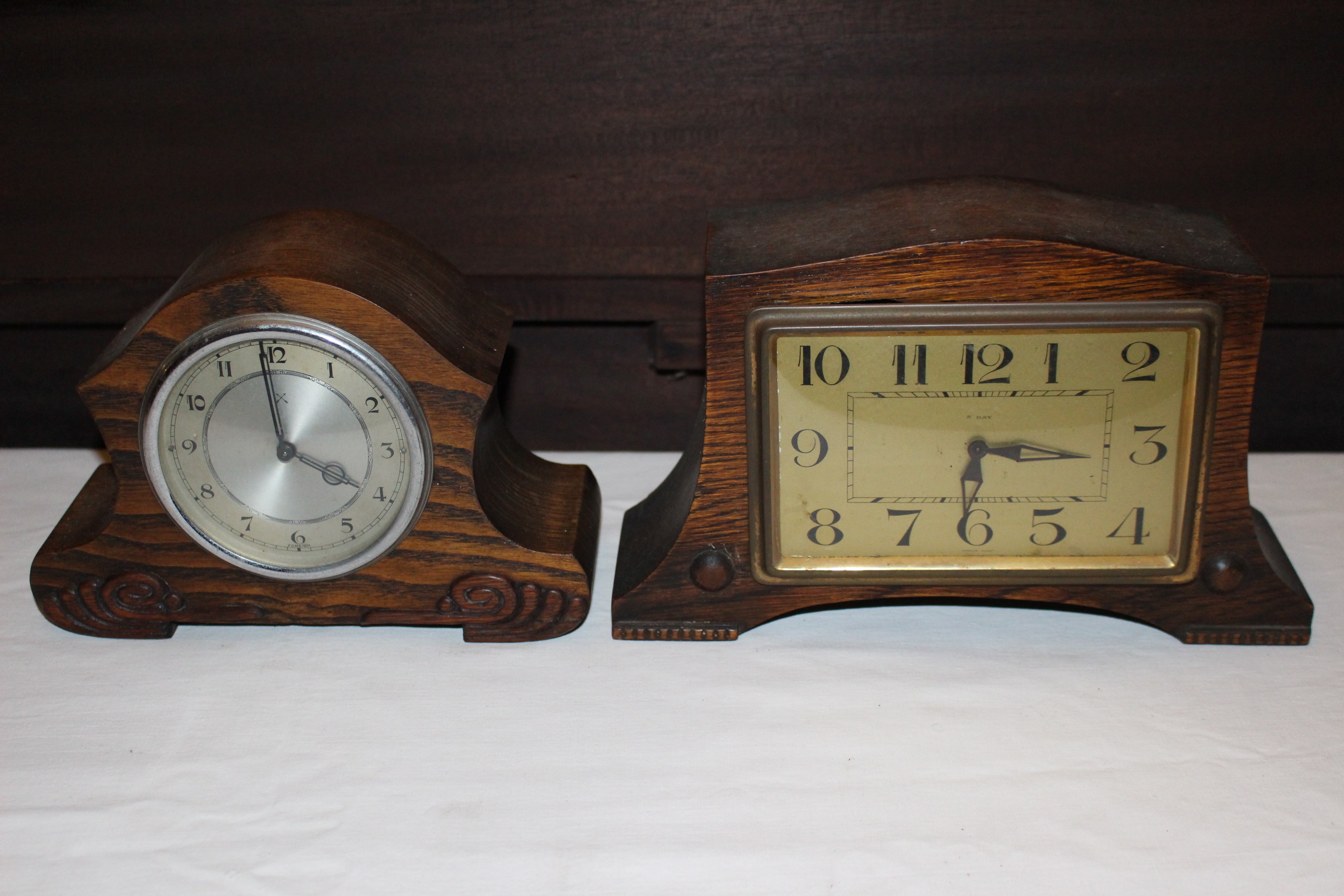 Collection of 5 x wooden mantel clocks some chiming, all mechanical/windup but selling as untested - Bild 3 aus 5