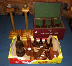 Masonic and associated Gavel and sounding blocks, various woods to include mahogany. to include