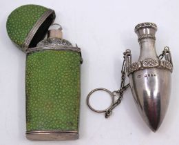 Sterling Silver Hallmarked Perfume Bottle and Cut Glass Perfume Bottle with Unmarked White Metal top