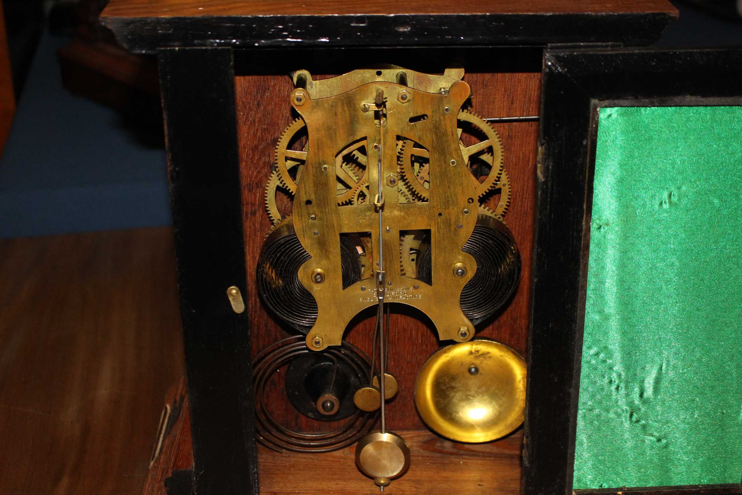 Antique Thomas Fattorini & Son Two train mantel clock with alarm facility, enamel face but small - Bild 7 aus 7