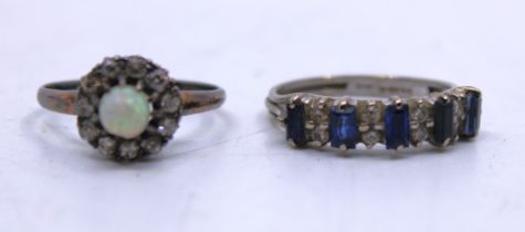 Two 18ct Gold rings.  To include an 18ct Yellow Gold Round Cabochon Opal and Old European Cut