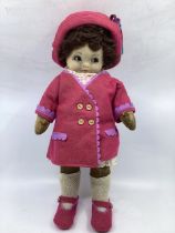 Antique Rare 1920s Chad Valley  Bambina Felt pressed painted head, velvet solid stuffed limbs