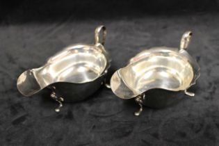 Two 1931 Georgian Style Sterling Silver Gravy Sauce Boats by Viners Ltd. The Sterling Silver Gravy