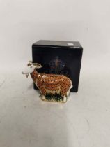 ' Nanny Goat ' A Royal Crown Derby bone china paperweight with gold stopper. 11cm high, in good