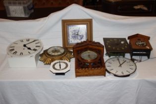 Collection of 8 x mid century and later wall clocks mixture of mechanical and quartz/battery